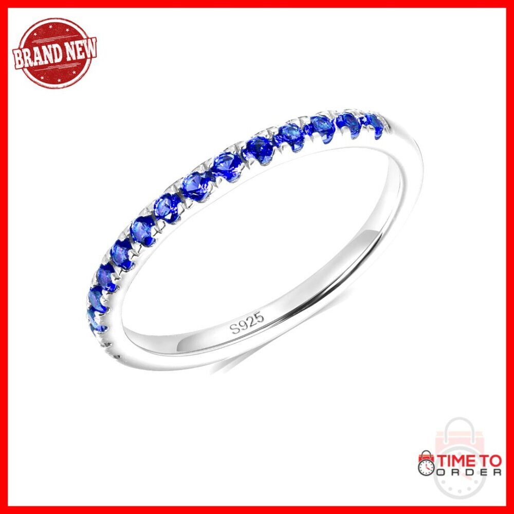 14K Gold Plated Sterling Silver Stackable Wedding Band 2mm Moissanite Size 4-10